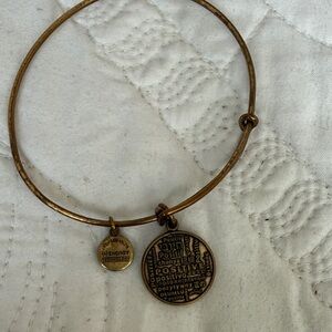 Bronze Tone Positive Word Charm Bangle Bracelet